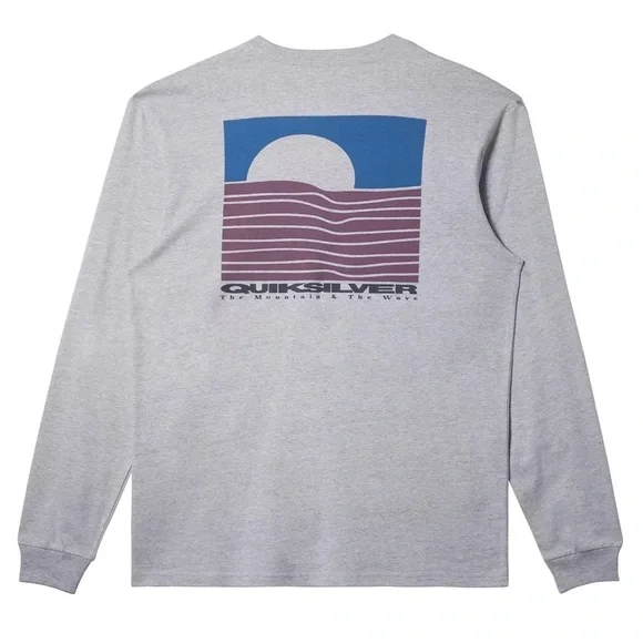 Quiksilver Men’s Eye On Horizon Long Sleeve T-Shirt Light Grey Heather XL NWT - Picture 3 of 6